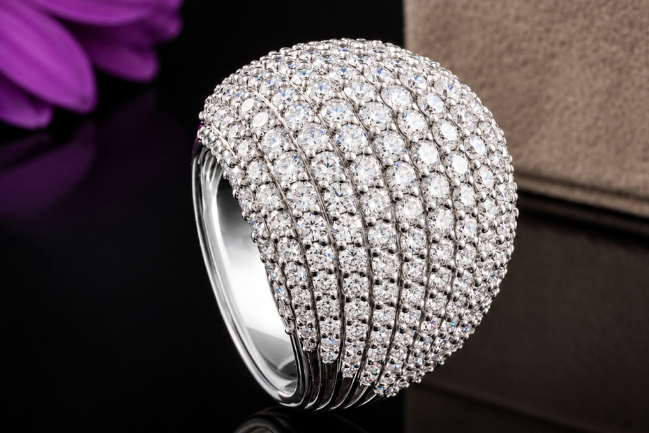 Hollfelder Prachtvoller Cocktailring mit 5 Ct. Diamanten in Weißgold 750 