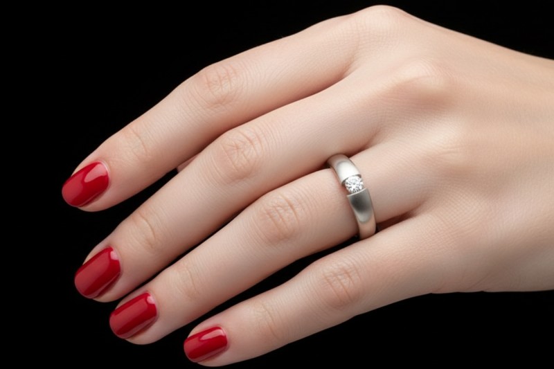 Spannring mit 1 Diamant Halbkaräter 0,50 Carat in Weißgold 585 gebürstet 