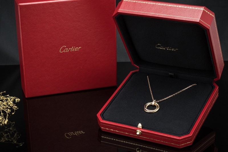 Cartier Trinity Collier Anhänger Mittleres Modell mit Diamanten Full Set 