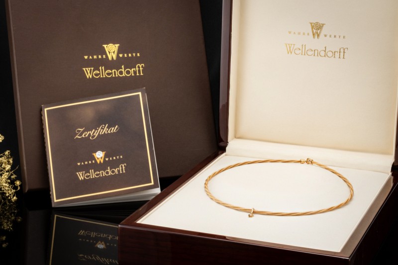 Wellendorff Collier Silky Seidenkordel Kette Gelbgold 750 Full Set 2025 