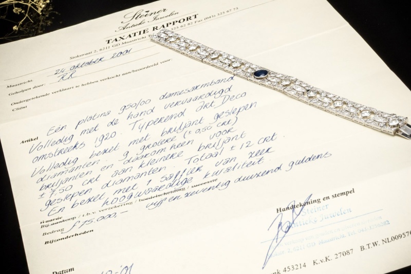 Antikes Art Déco Armband mit Saphir und Altschliff Diamanten Platin 950 