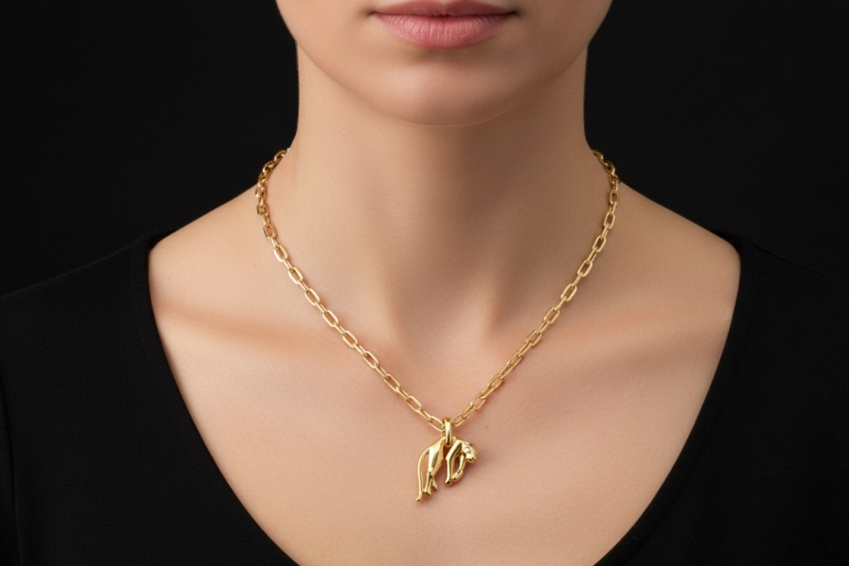 Panthère de Cartier Collier Spartacus Kette Anhänger 750er Gold Full Set 
