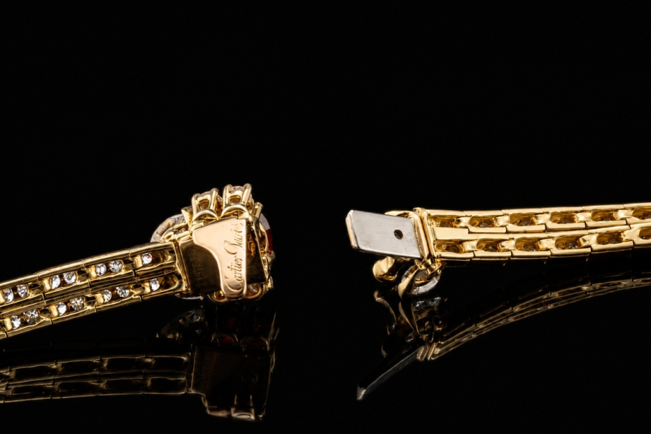 Cartier Paris Vintage Schmuckset Collier Armband Rubin Diamant Gelbgold 