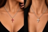 Hans Dieter Krieger Wende-Kreuz Collier Rubine & Diamanten in 750er Gold 