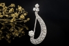 Elegante Brosche Musiknote Vintage Nadel mit Diamanten in 750er Weißgold 