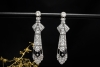 Vintage Art déco Ohrringe Ohrhänger mit Diamanten und Onyx Platin 950 