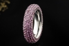 Memoire Ring mit Pavé Amethyst rundum massiv in 750er Weißgold Größe 56 