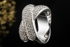 Verschlungener Doppelband Ring mit Diamanten Massive Arbeit Weißgold 750 