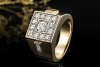 Siegelring Massiver Ring mit Diamanten Goldschmiedearbeit 750er Gelbgold 