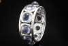 Memoire Ring mit Cabochon Iolith Goldschmiedearbeit in 750er Weißgold 