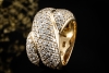 Verschlungener Doppelband Ring mit Diamanten Massiv in 750er Gelbgold 