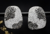 Ohrstecker Creolen Flowers Blumen Diamanten Schwarz Weiß in Weißgold 750 