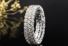 Memoire Ring Bandring mit 3 Reihen Diamanten in 750er Weißgold Größe 55 