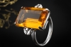 Ring im Art Déco Stil mit Citrin und Diamanten 750er Weißgold Handarbeit 