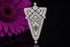 Art Déco Brosche Anstecknadel mit Diamanten spitz zulaufend Weißgold 750 
