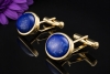 Manschettenknöpfe Handarbeit mit Lapislazuli Cabochons Oval Gelbgold 750 