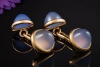 Blaue Manschettenknöpfe mit Chalzedon Cabochons Gelbgold 585 Handarbeit 