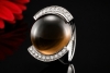 Cartier Vintage Ring mit Rauchquarz Cabochon und Diamanten Weißgold 750 
