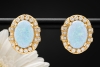 Vintage Opal Ohrringe Ohrclips mit Stecker Oval mit Diamanten Gelbgold 