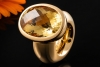 Schubart Citrin Ring Großer Cocktailring Massive Roségold 750 Handarbeit 
