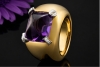 Dior Cocktailring mit Amethyst und Diamanten Massiv in 750er Gelbgold 