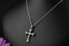 Juwelier Leicht Kreuz Anhänger Diamanten schwarze Saphire 750er Weißgold 