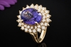 Entouragering Amethyst Cocktailring mit Diamanten in Gelbgold Handarbeit 