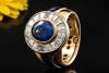 Prunkvoller Ring mit Saphir und Diamanten Massive 750er Gold Handarbeit 