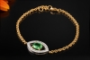 Hollfelder Armband Schutzauge Großer Tsavorit und Diamanten in Gold 750 