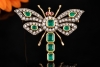 Antike Brosche Libelle Gold Smaragde Rubine Altschliff Diamanten um 1900 