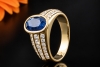 Ovaler Saphir Ring mit Diamanten in 750er Gelbgold Goldschmiedearbeit 
