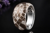Leo Wittwer Ring mit Emaille Braun - Grau und Diamanten in Weißgold 750 