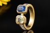 Toi et Moi Ring 2 Saphire Blau und Gelb mit Diamanten in 750er Gelbgold 