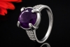 Hollfelder Ring mit facettiertem Amethyst und Diamanten in Weißgold 750 