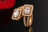 Double Baguette Ring eckig mit Diamanten und Brillanten in Roségold 750 
