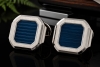 Patek Philippe Cubitus Weißgold Manschettenknöpfe Sonnenschliff Blau OVP 