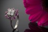 Wunderschöner Weißgold Ring mit Brillanten und Rubin in 585er Gold 