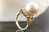 PerlenRing Ring mit Südsee Zuchtperle und Brillanten in 750er Gelbgold 