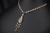 Art Deco Collier Florales Design Farbedelsteine Diamanten Weißgold 585 