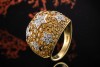 Ring mit Citrin Sternenhimmel u Diamant Sternen in 750er Gelbgold Arbeit 