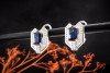 Ohrringe Saphir Emerald Cut mit Diamanten 750er Weißgold Juwelier Leicht 