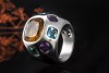 Imposanter Ring Citrin Amethyst Topas in massiver 750er Weißgold Arbeit 
