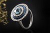 Victor Mayer Ring Aquamarin Emaille Blau Diamanten in Weißgold Limitiert 