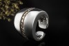 Al Coro Ring Offene Ringschiene mit braunen Diamanten in 750er Weißgold 
