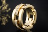 Odenwald Glieder Ring mit Diamanten massiv gefertigt in 750er Gelbgold 