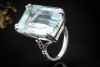 Eleganter Vintage Cocktailring Ring mit großem Aquamarin 750er Weißgold 