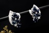 Ohrringe Ohrclips Saphir Cabochons Princess Cut Diamanten 750er Weißgold 
