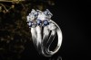 Verspielter Vintage Ring Saphire und Diamanten Blau Weiß in Weißgold 750 