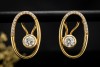 Ovale Ohrringe Ohrstecker mit Clips und Diamanten in 750er Gelbgold 