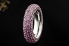 Memoire Ring mit Pavé Amethyst rundum massiv in 750er Weißgold Größe 56 